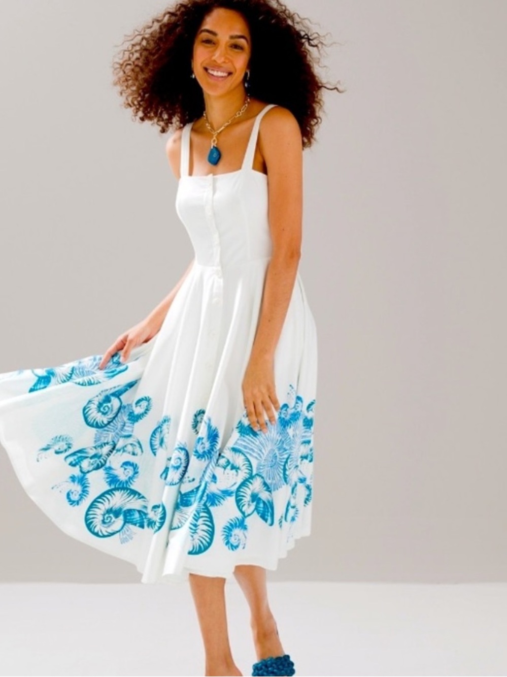White House Black Market Seashell Print Button Front Fit & Flare Midi Dress
6 - Picture 3 of 10